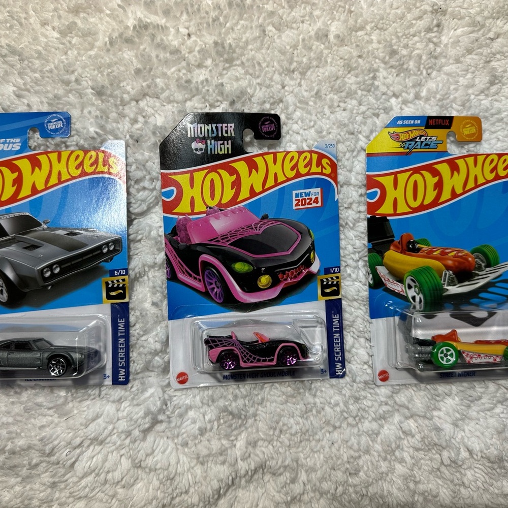 Assorted Toy Cars Set - Black, Pink, Green